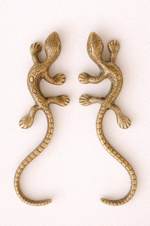 Gecko Brass Door Handle Set