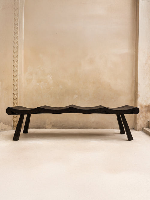 Teak Wood Wave Bench